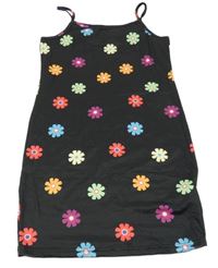 Čierno-farebné kvetované šaty Shein