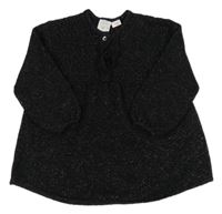 Čierne trblietavé svetrové šaty Zara