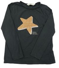 Tmavosivé tričko s hviezdou H&M