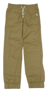 Hnědé plátěné cuff kalhoty H&M