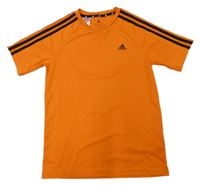 Oranžovo-čierne športové tričko s logom Adidas