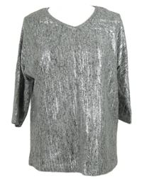 Dámske strieborné melírované úpletové tričko zn. TU