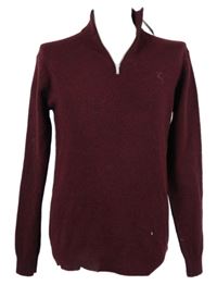 Nové - Pánsky karmínový vlnený sveter s golierikom F&F