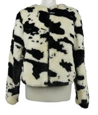 Dámský smetanovo-černý vzorovaný kožešinový kabátek Forever21
