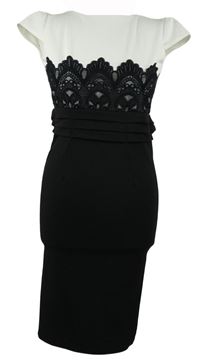 Dámské bílo-černé pouzdrové šaty s krajkou 