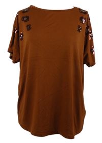 Dámske hrdzavé voľné é tričko s flitrami Next