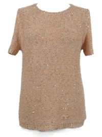 Dámske ružové trblietavé pletené tričko s flitrami M&S