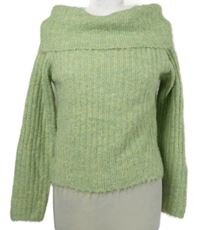 Dámský světlezelený svetr s komínovým límcem 