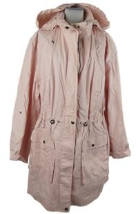 Dámský světlerůžový plátěný jarní kabát s kapucí Bonprix 