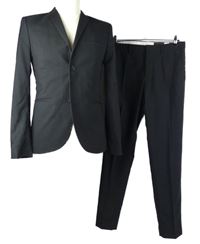 2set - Pánský černý kalhotový společenský oblek H&M