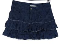 Dámska tmavomodrá kvietkovana ľahká rifľová sukňa s volánikmi Onlx