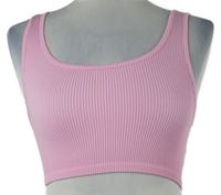 Dámsky svetloružový rebrovaný elastický crop top Primark