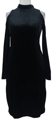 Dámske čierne zamatové šaty s průstřihy na ramenou Esprit