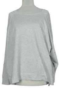 Dámsky sivý voľné ý sveter s perličkami Zara