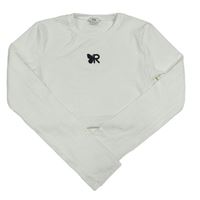 Biele rebrované crop tričko s písmenkom River Island