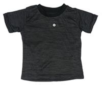 Sivo-čierne melírované športové tričko s potlačou