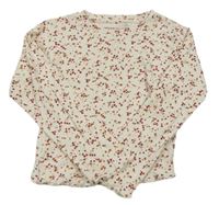 Smotanové kvetinové rebrované crop tričko Primark