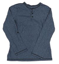 Modré melírované tričko s gombíky H&M