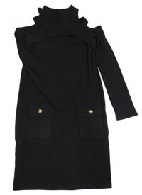 Čierne rebrované šaty zn. River Island