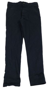 Tmavomodré plátenné chino nohavice M&S