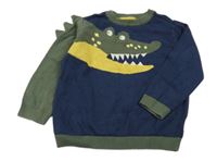 Tmavomodro-khaki sveter s krokodílom Mothercare