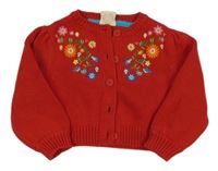 Červený prepínaci sveter s kvietkami
