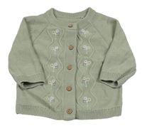 Khaki prepínaci sveter s kvietkami TU