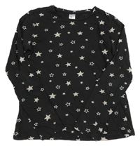 Čierne crop tričko s hviezdami C&A