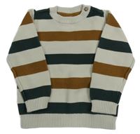 Béžovo-hnedo-zelený pruhovaný sveter C&A