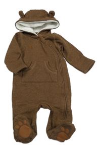 Hnedá tepláková kombinéza s kapucňou