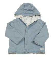 Modro-bílá pruhovaná oboustranná lehce zateplená propínací mikina s kapucí F&F