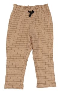 Svetloružové kockované ľahké tepláky H&M