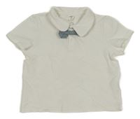 Bílé polo tričko s šedým motýlkem