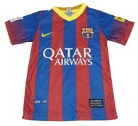 Modro-vínový pruhovaný fotbalový funkčníi dres FC Barcelona Nike