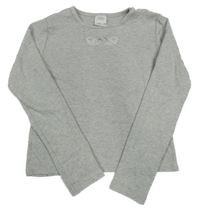 Sivé rebrované tričko s perforovaným srdcem Zara