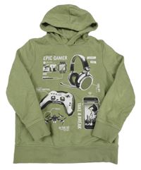 Khaki mikina s potlačou a kapucňou C&A