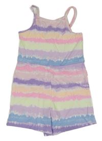 Barevný batikovaný pruhovaný kraťasový overal George