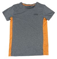 Sivo-melírovano-oranžové športové tričko s nápisom Yigga
