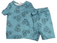 2set - Modré tričko s bagry + kraťasy Shein