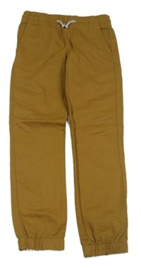 Hnědé plátěné cuff kalhoty H&M