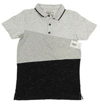 Šedo-černé melírované polo tričko Urban