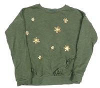 Khaki mikina s kvietkami C&A