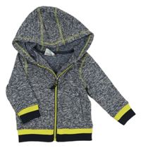 Tmavomodro-biela melírovaná pletená prepínaci mikina s kapucňou zn. Topolino