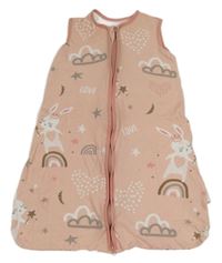 Světlerůžový bavlněný spací pytel s obrázky 