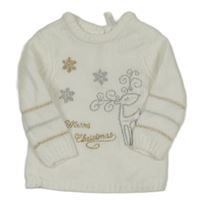 Biely žinylkový sveter so sobom a vločkami Orchestra