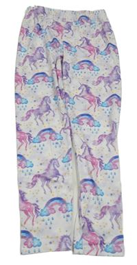 Bílo-lila legíny s jednorožcami a duhami