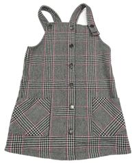 Bielo-čierno-ružové vzorovano/kostkované na traké šaty George