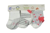 Nové - 3s bílo-šedo-růžové ponožky Lupilu