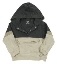 Sivo-smetanovo-béžová mikina s nápisom a kapucňou C&A