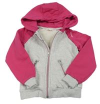 Svetlošedá -tmavoružová melírovaná prepínaci mikina s kapucňou ESPRIT